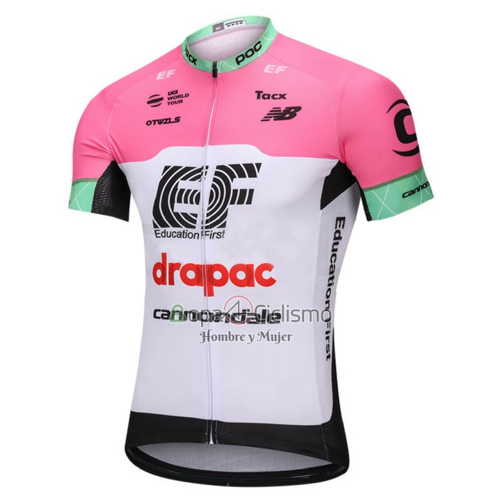 Cannondale Drapac Ropa Ciclismo Culotte Corto 2018 Mangas Cortas Blanco y Rosa